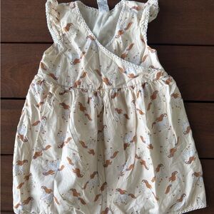 Cream Dress with Horse Print